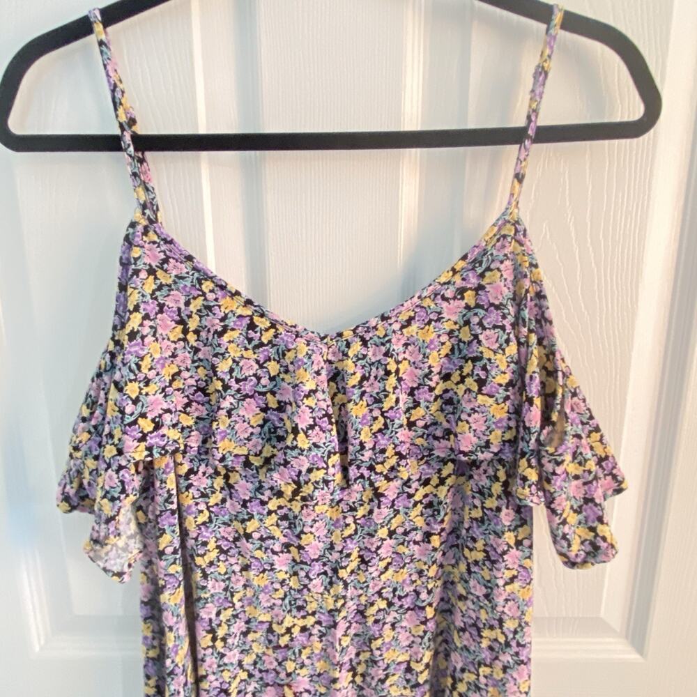 Rewind Dress Womens XXL Ruffle Cold Shoulder Maxi Floral Print High-Low romantic